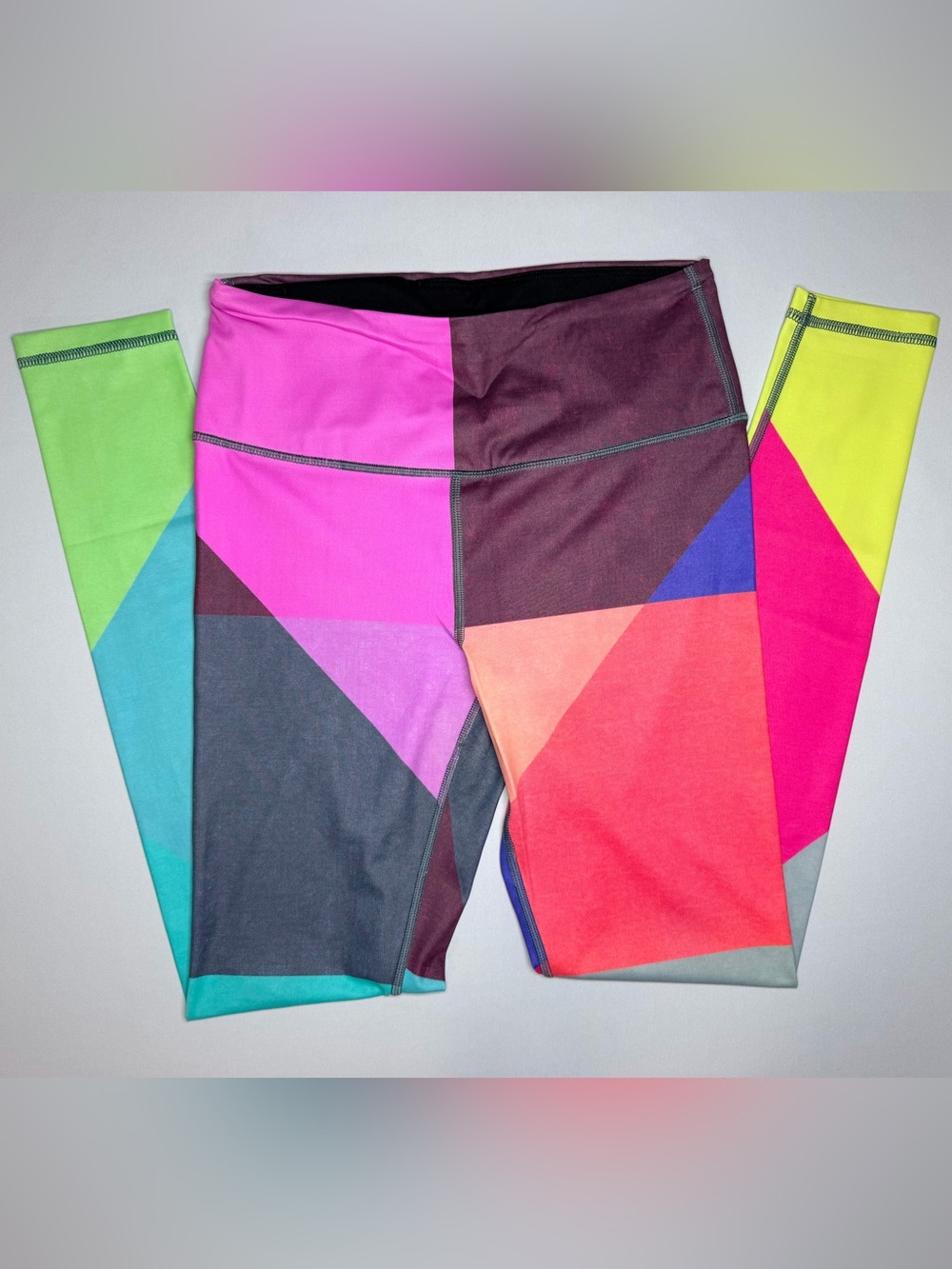 VSX Colorblock Geometric Leggings in Pink, Coral, Lime & Teal